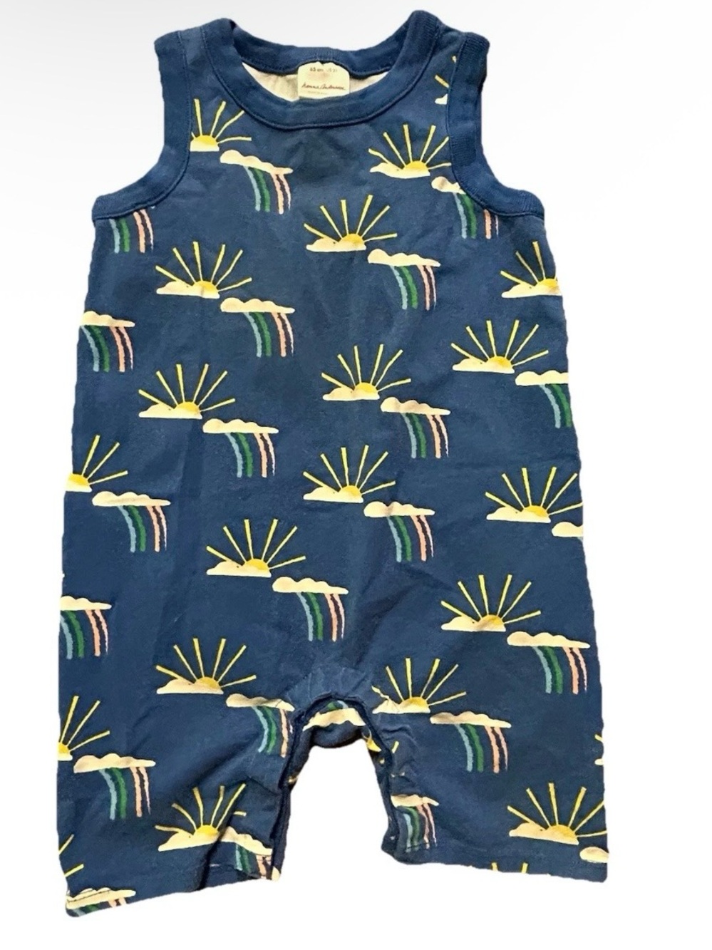 Toddler Hanna Andersson Blue Tank Top Romper Sun Clouds Summer Size 2T